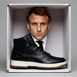 Emmanuel Macron inside a shoe box American Psycho (1999)