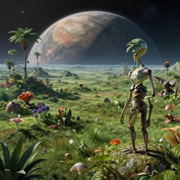 alien planet : landscape : flora and fauna : android jones