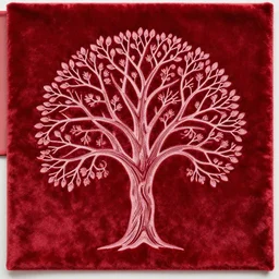 tree made of velvet, velvet art, etching, velvet etching, velvet tree, red velvet material