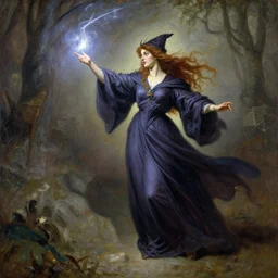 stunning female wizard casting his shadow spell, highly detailed painting by gaston bussiere, craig mullins, j. c. leyendecker, 8 k