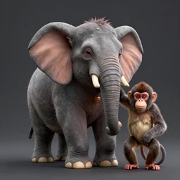 A Trex-Elephant-Monkey crossbreed, illustrated by Antoine Verney-Carron, trending on artstation, 4k, 8k, artstation 3d render, artstation 3d, artstation graphics, artstation lighting