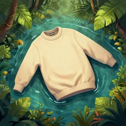 a floating sweater in a jungle, overdetailed art, by greg rutkowski