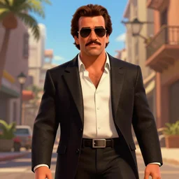 pablo escobar as tony montana in pixar style remake of scarface, highly detailed