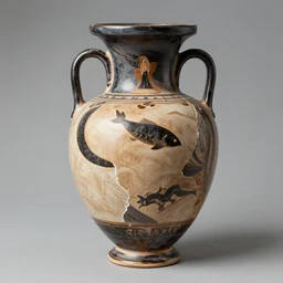 vasework vaseart of a Coala in a vase , greek art, fragmented clay firing Greek vase of a Coala