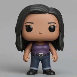 a funko pop of mercedes jones from glee, a dark skinned plus size woman with long hair, as played by amber riley