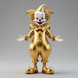 a photo of a detailed golden statue of a Clown, 8K,