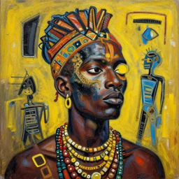extremely highly detailed African voodoo paintings by Jean-Michel Basquiat
