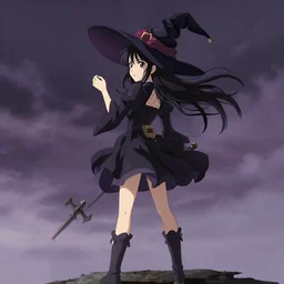 full body back portrait character concept art, anime key visual of a littlewitch posing to do magic to the skies, studio lighting delicate features finely detailed perfect face directed gaze, gapmoe yandere grimdark, trending on pixiv fanbox, painted by greg rutkowski makoto shinkai takashi takeuchi studio ghibli