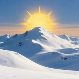 mountain range with exploding sun