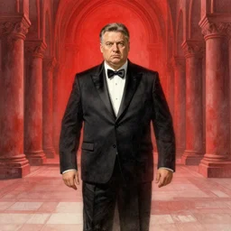 viktor orban depicted as the antichrist in tuxedo, red mist monastery interior, highly detailed, digital painting, watercolor, soviet realism, engraving, artstation, concept art, smooth, sharp focus, vivid grunge, manga, illustration, unreal engine 5, 8 k, art by bilibin and kuvshinov and malevich and mucha