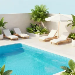 a vaporware poolside dreamscape 3 d render by ricardo bofill