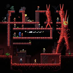 pulp fiction gameplay still frame, pixel art, platformer, metroidvania, retro, splash screen, level design, high contrast, background, deep focus, highly detailed, dramatic lighting, digital painting, artstation, concept art, matte, greg rutkowski, moebius, illustration.