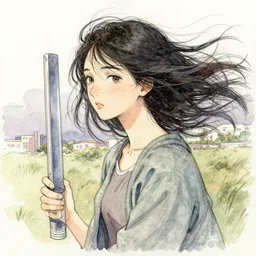 our desperation, selfishness, and our effort to save the world and ourselves in the face of all this modernity stand before us like a lyrical blow of wind, award winning watercolor pen illustration, by caroline choi artgerm, art by range murata