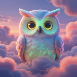 pareidolia fluorescent soft pleasing - palette friendly colossal gentle friendly giant mystical spirit owl - inspired phantom cthulhu leviathan of the turbulent wind, eyes, character portrait, close - up, pleasing palette, undulating nebulous sunset clouds, coral - colored adorable, friendly, idyllic cumulonimbus matte painting from fantasia pastel from fantasia ( 1 9 4 1 )