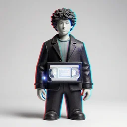 vhs glitch statue, portrait, studio photo