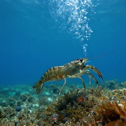 underwater drone catching shrimp