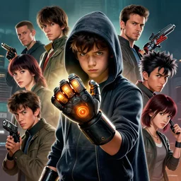 hacker kid holding a power glove, realistic shaded lighting poster by ilya kuvshinov katsuhiro otomo, magali villeneuve, artgerm, jeremy lipkin and michael garmash and rob rey