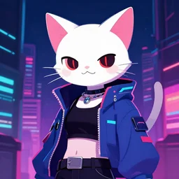 a cyberpunk anime cat, 2 d illustration