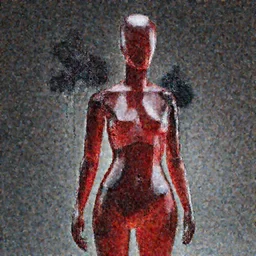 a beautiful red and black 3 d geometrically printed mannequin sculpted of glass, orchids dripping black iridescent liquid, confident, moody, dramatic, introspective, 4 k, trending on artstation, photorealistic, volumetric lighting, octane render