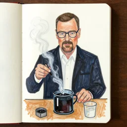 art brut painting of walter white cooking meth, found doodled in an artist's notebook