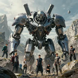 a detailed portrait of a giant mechanical humanoid buried beneath the mountains by Greg Rutkowski, Sung Choi, Mitchell Mohrhauser, Maciej Kuciara, Johnson Ting, Maxim Verehin, Peter Konig, final fantasy, Marco lense , 8k photorealistic, cinematic lighting, HD, high details, atmospheric , trending on artstation