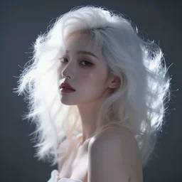 cinematic lighting photo of a beautiful woman with cloud hair