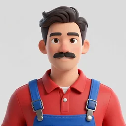 highly detailed vfx characture of a man with a mustache wearing a red shirt, blue overalls, and a red cap, artstation, art by hirohiko araki and jojo bizarre adventure, digital illustration, ornate details,