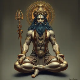 a full body portrait of a beautiful ornated hanuman god, meditative sacral pose, hindu stages of meditation, intricate, elegant, highly detailed, digital painting, artstation, concept art, smooth, sharp focus, illustration, art by krenz cushart and artem demura and alphonse mucha