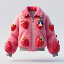 concept art of jacket in strawberry fruit shape, digital art, artgem, octane render, artstation, ivan shishkin, araki hirohiko, hasselblad photo, 4 k resolution, fashion design, product photo, symmetrical