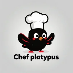 chef platypus, logo style, black and red