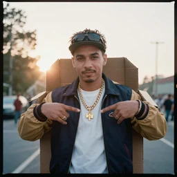 First Official image from Cardboard, new drama film directed by Spike Jonze starring Tony Revolori as a Philadelphia b-boy in 1990 at dawn, shot on Kodak Vision 200T, stunning cinematography, light diffusion, film grain, 8k print.