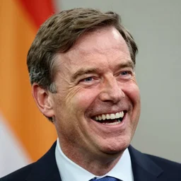 closeup portrait of mark rutte dutch prime minister laughing, photography