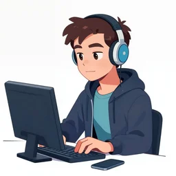 computer nerd by jamie hewlett and artgerm, vaporwave, cel shading, toon shading, detailed,
