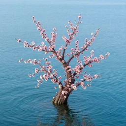 a water manipulated sculpture of blossom, on sea, film, johnson's style, long view, ultra detailed, ultra realistic, ray tracing, 8 k resolution, clear focus, realistic water, water art photoshop