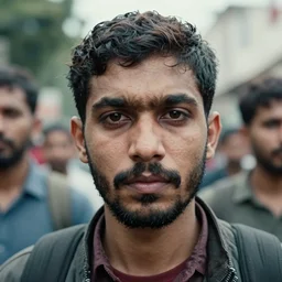 ultra realistic photo of a left wing extremist, film, perfect face, in the style of a candid photo