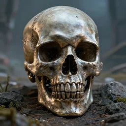 terminator skull, realistic metal skull, realistic metal, beautiful texture, beautiful graphics, fantasy artwork, very beautiful scenery, hd, hdr, ue 5, ue 6, unreal engine 5, cinematic 4 k wallpaper, 8 k, ultra detailed