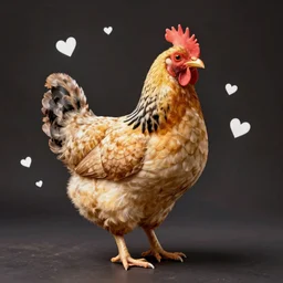 cute!!! barred Plymouth Rock chicken, studio!! Portrait lighting, centered, spotted with small white hearts!!