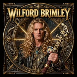 gamma ray album cover featuring photo of wilford brimley, power metal album cover, trending on artstation, intricately detailed, highly detailed, classic, award winning