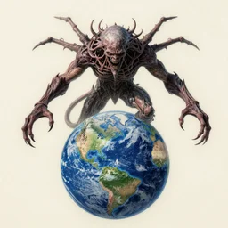 a breathtaking 3 d pencil symmetrical drawing of an incommensurable, malevolent entity, approaching earth, lovecraftian horror, saturated colors, digital art, catalogue raisonne, hyperrealism, ultra detailed, 3 point perspective, octane, unreal 5, photoshopped, physically based rendering, daz 3 d, autodesk maya, by fredo