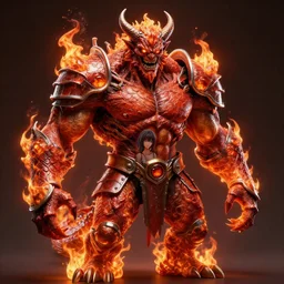 a muscular, scary, full body demon, iron armor, by alex gray, android jones, karol bak, ayami kojima, artgerm, concept art, dragon skin, hell fire, fire amber, glowing eyes, smirking angry expression, 3 d, octane render, 8 k, unreal engine