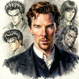 portrait, Benedict Cumberbatch, watercolor, dramatic lighting, cinematic, establishing shot, extremely high detail, foto realistic, cinematic lighting, pen and ink, intricate line drawings, by Yoshitaka Amano, Ruan Jia, Kentaro Miura, Artgerm, post processed, concept art, artstation, matte painting, style by eddie mendoza, raphael lacoste, alex ross