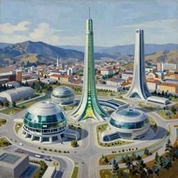 Epic Clean Nuclear Plant emerge from the futurist utopia; by Oswaldo Moncayo and Vincent Callebaut; by Simon Stålenhag, oil on canvas; Art Direction by James Cameron; Location: Quito Ecuador 4K, 8K; Ultra-Realistic Depth Shading