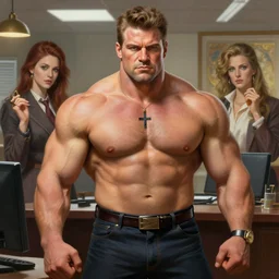 gigachad ron swanson bodybuilder in final fight office by ilya kuvshinov, ernest khalimov body by krista sudmalis, fantasy character portrait, hyper realistic, intricate, elegent, highly detailed, digital painting, concept art, smooth, sharp, focus, illustration, art by artgerm and greg rutkowski and alphonse mucha, artstation