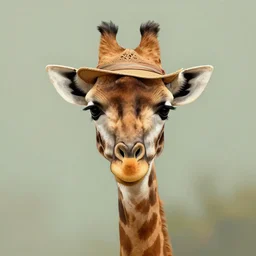 A portrait of a giraffe with a beautiful hat, digital painting, wallpaper HD