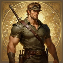 portrait of rugged male ranger d & d muscular fantasy intricate elegant highly detailed digital painting artstation concept art smooth sharp focus illustration art by artgerm and greg rutkowski and alphonse mucha