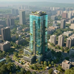 tilt shift hyperdetailed skyscraper!!! made of aquarium!!! industrial architecture abandoned city nature by neil blevins, sunlight made of glass fisheye futuristic forest wilderness bioshock alien scifi, archdaily, wallpaper, highly detailed, trending on artstation.