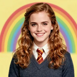 rainbow smiling emma watson age 1 4 as hermione. pop art.