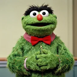 photograph of oscar the grouch as a real person, hyperrealistic kodachrome