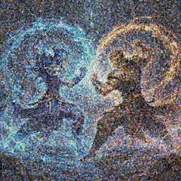 Two warriors having a battle surrounded by magical energy, fantasy, trending on artstation, in the style of magic the gathering
