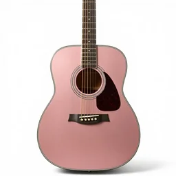 rose gold acoustic guitar, photorealistic, isolated on a pure white background, centered, entire object in frame, sharp focus, soft studio lighting